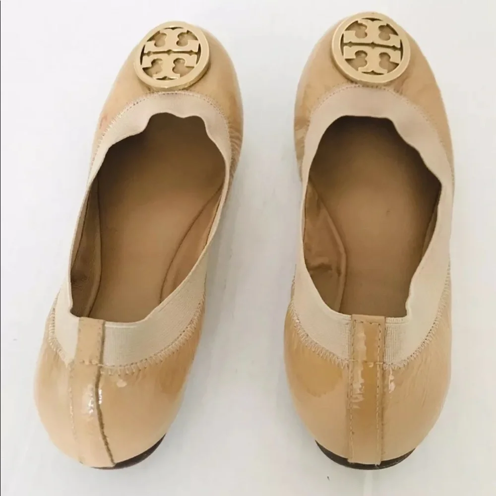 Tory Burch Nude Caroline Ballet Flats Womens Size 6 Beige Slip On